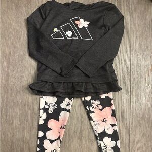 Adidas Charcoal and Pink Floral Outfit